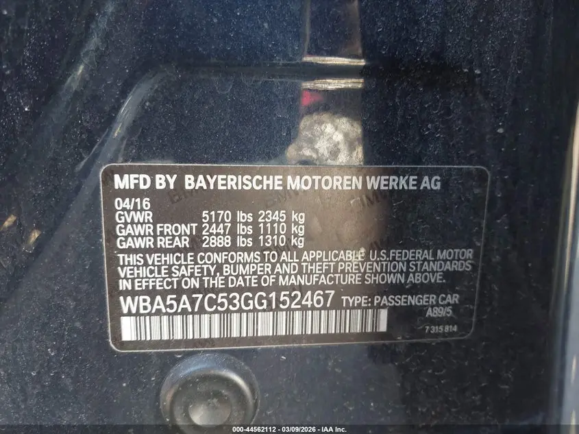 2016 BMW 528I XDRIVE