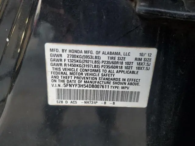 2013 HONDA PILOT EXL  