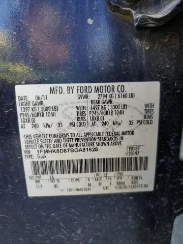 2011 FORD EXPLORER XLT  