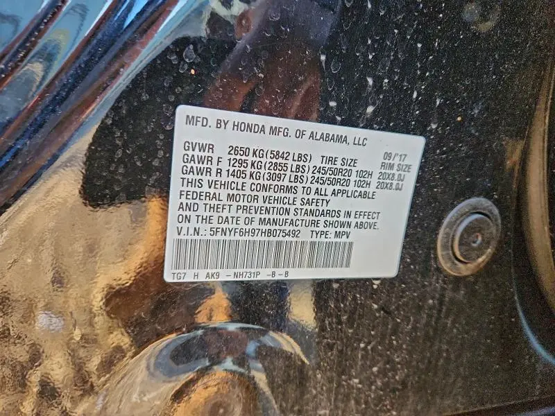 2017 HONDA PILOT TOURING  