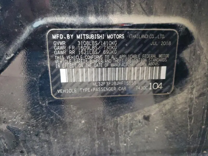 2018 MITSUBISHI MIRAGE G4 ES  