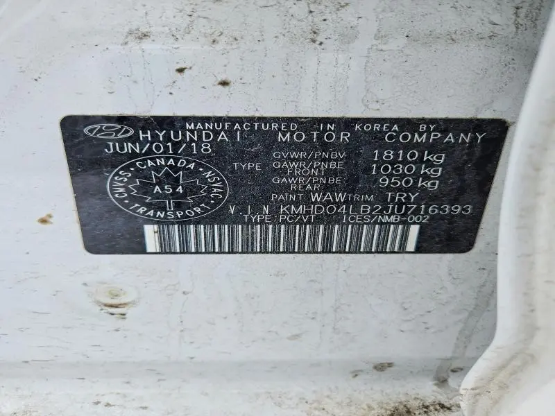 2018 HYUNDAI ELANTRA SPORT  