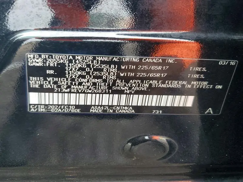 2016 TOYOTA RAV4 XLE  