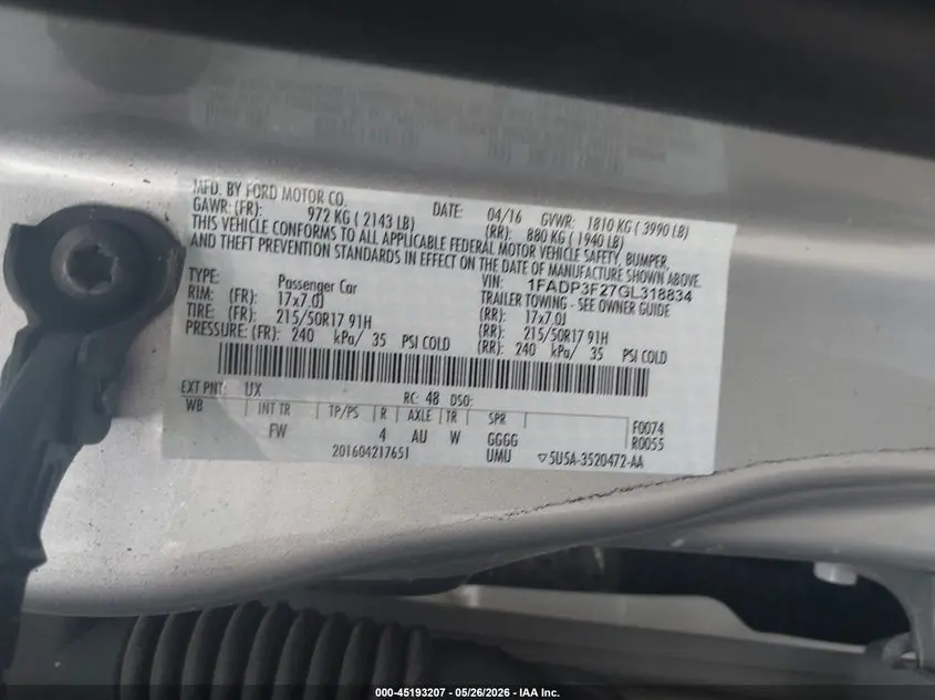 2016 FORD FOCUS SE