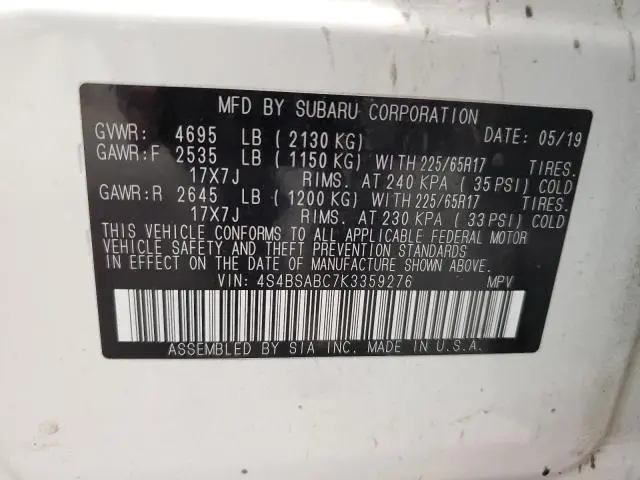 2019 SUBARU OUTBACK 2.5I  