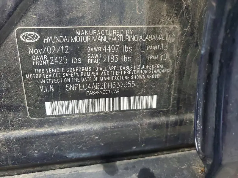 2013 HYUNDAI SONATA LIMITED 2.0T  