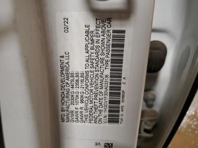 2022 HONDA ACCORD SPORT  