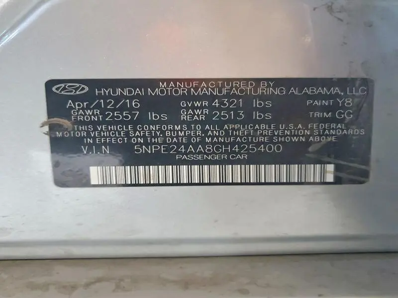 2016 HYUNDAI SONATA ECO  