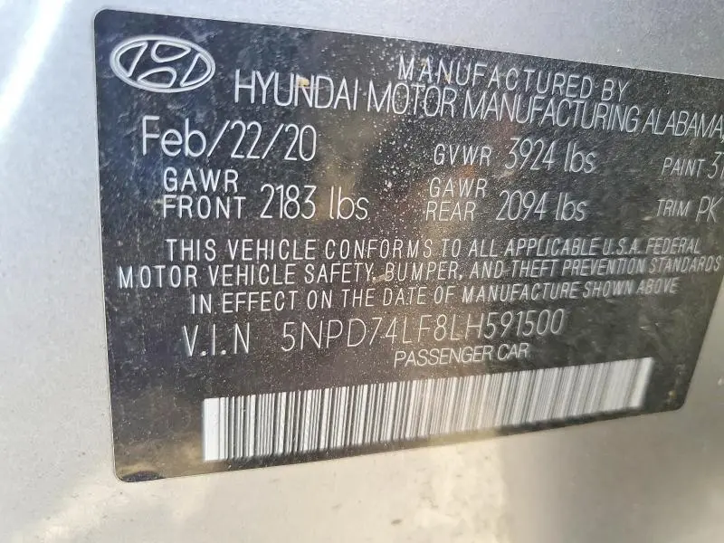 2020 HYUNDAI ELANTRA SE  