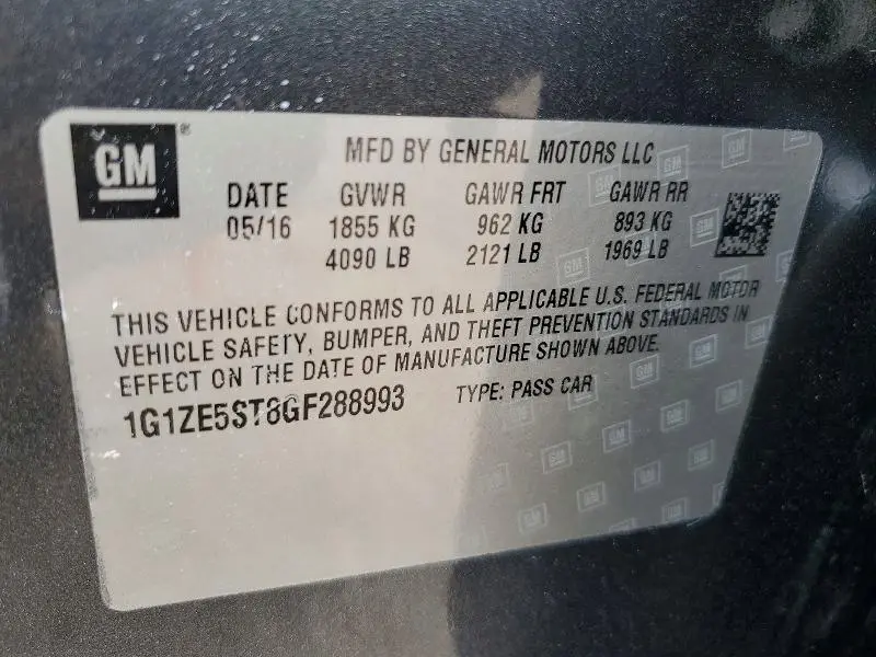 2016 CHEVROLET MALIBU LT  