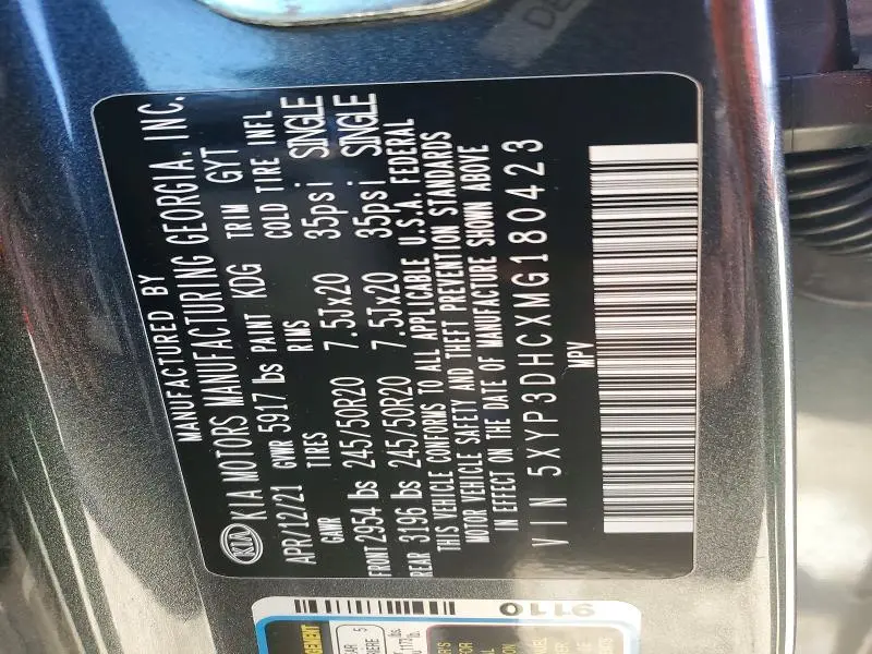 2021 KIA TELLURIDE EX  