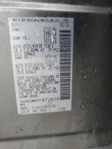 2015 NISSAN PATHFINDER S  