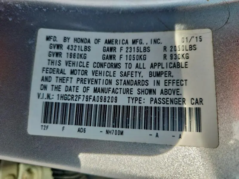 2015 HONDA ACCORD EX  