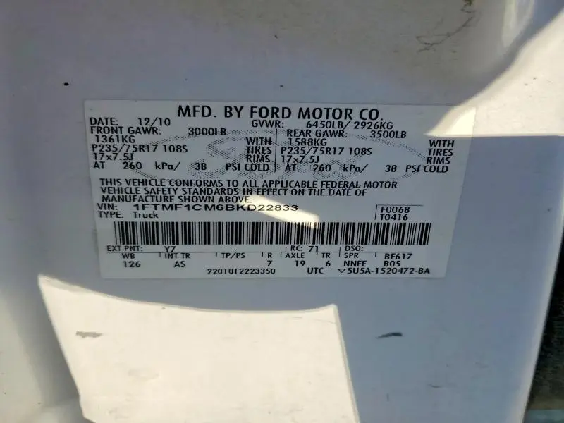 2011 FORD F150   