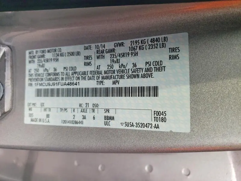 2015 FORD ESCAPE TITANIUM  