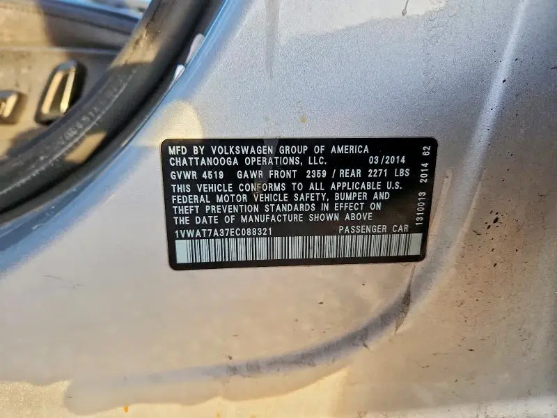 2014 VOLKSWAGEN PASSAT S  