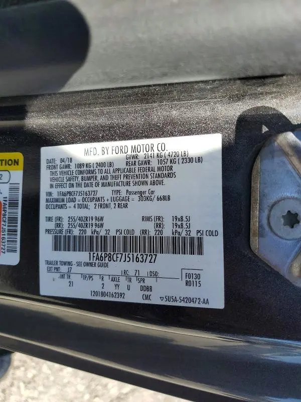 2018 FORD MUSTANG GT  