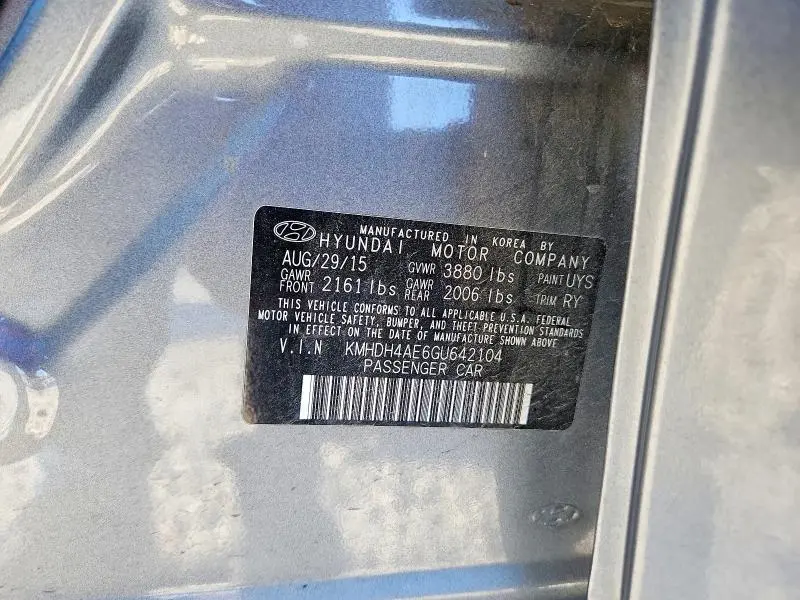 2016 HYUNDAI ELANTRA VALUE EDITION  