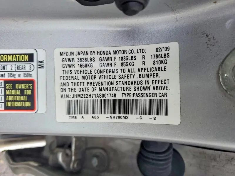 2010 HONDA INSIGHT EX  