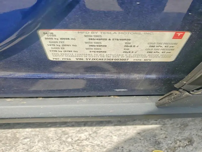 2016 TESLA MODEL X   