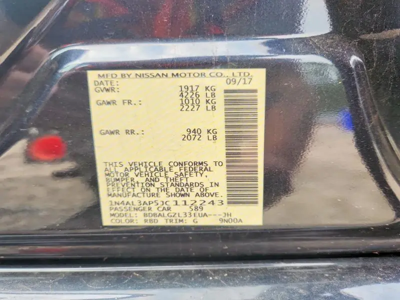 2018 NISSAN ALTIMA 2.5 S  