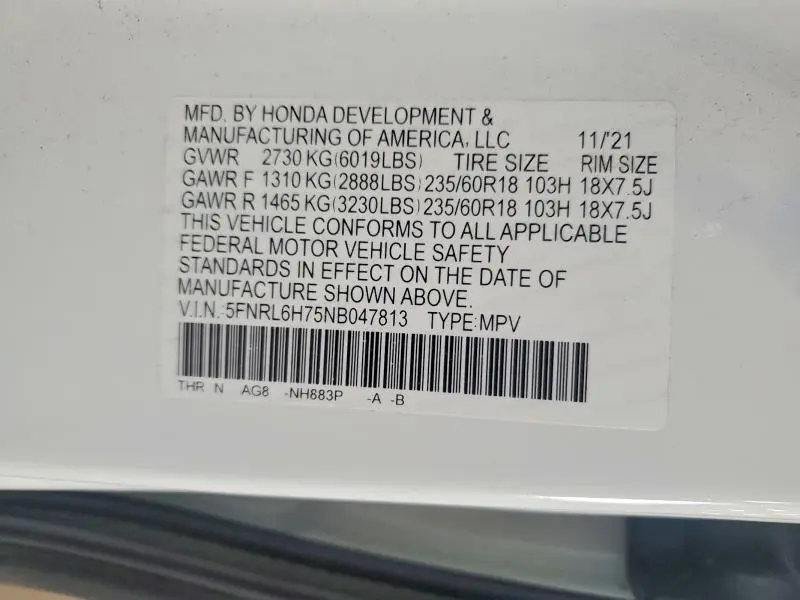 2022 HONDA ODYSSEY EXL  