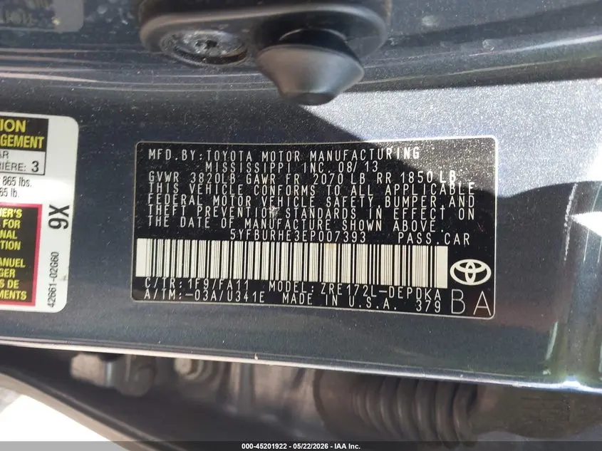 2014 TOYOTA COROLLA L