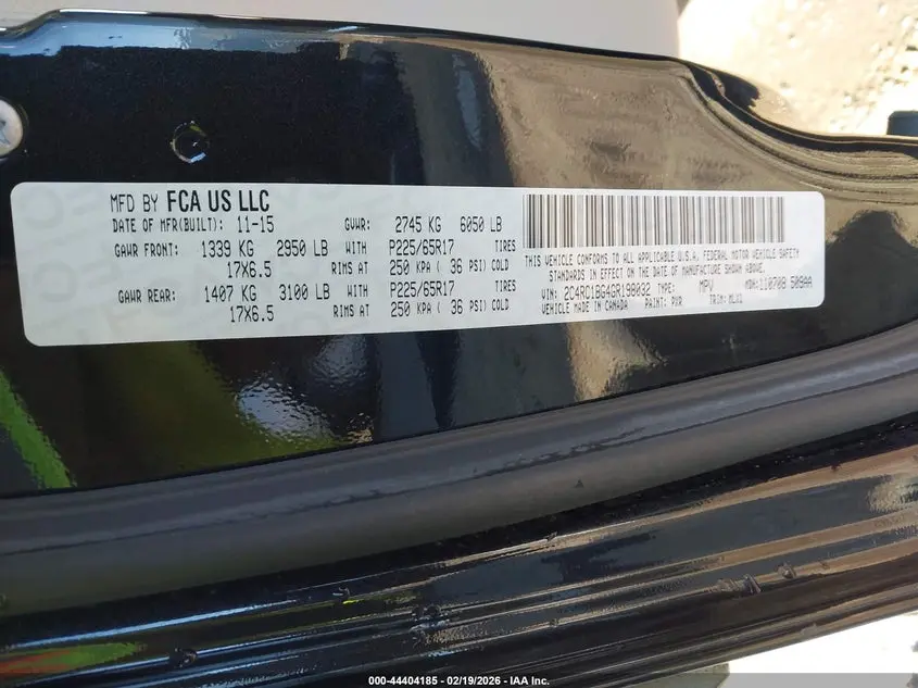 2016 CHRYSLER TOWN & COUNTRY TOURING