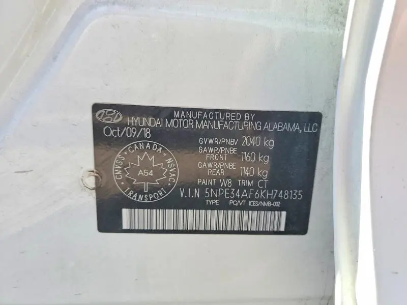 2019 HYUNDAI SONATA SEL  