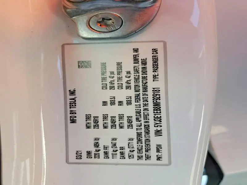 2021 TESLA MODEL 3   