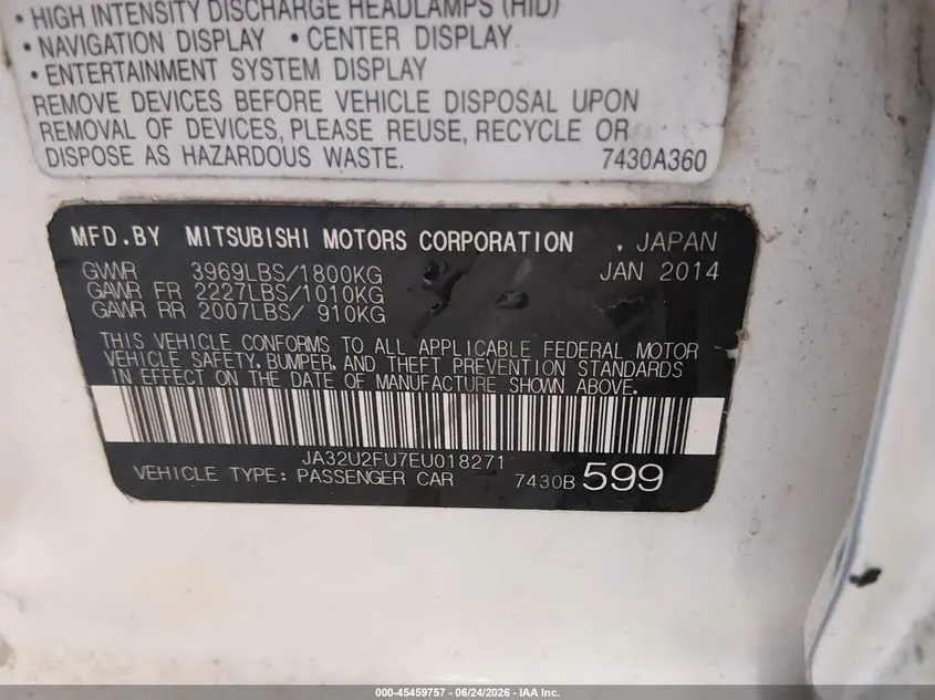 2014 MITSUBISHI LANCER ES