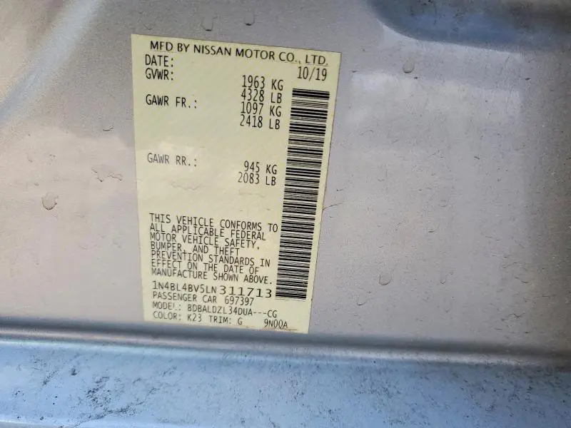 2020 NISSAN ALTIMA S  