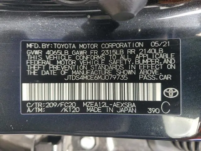 2021 TOYOTA COROLLA SE  