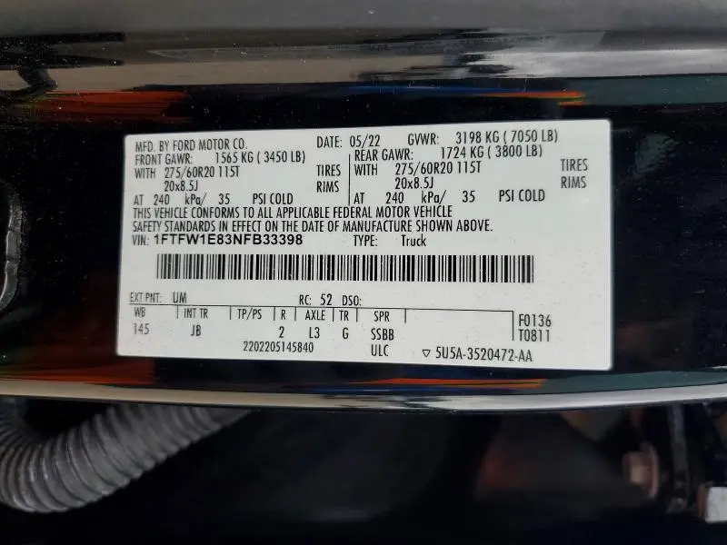 2022 FORD F150 SUPERCREW  