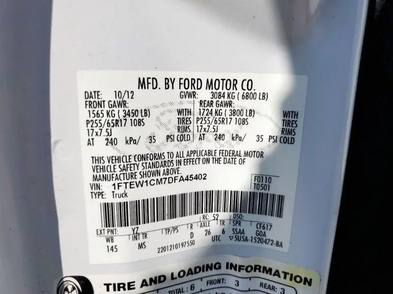 2013 FORD F150 SUPERCREW  