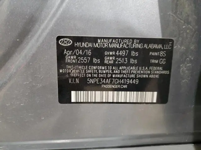 2016 HYUNDAI SONATA SPORT  