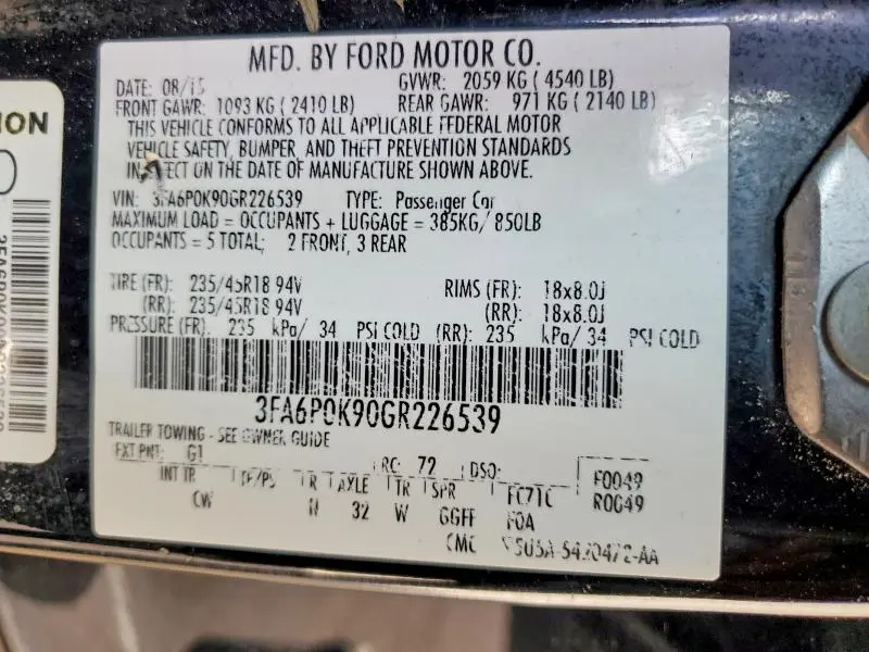 2016 FORD FUSION TITANIUM  