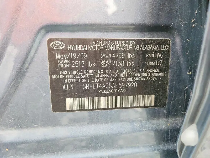 2010 HYUNDAI SONATA GLS  