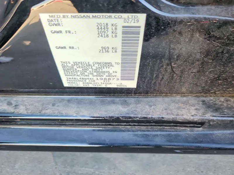 2019 NISSAN ALTIMA S  