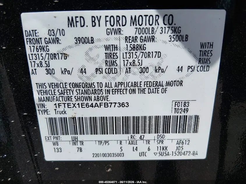 2010 FORD F-150 SVT RAPTOR