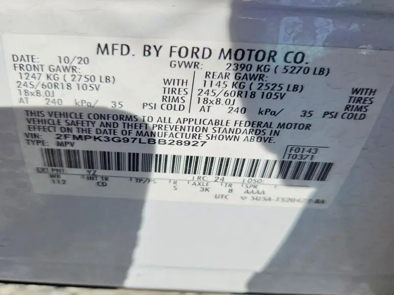 2020 FORD EDGE SE  