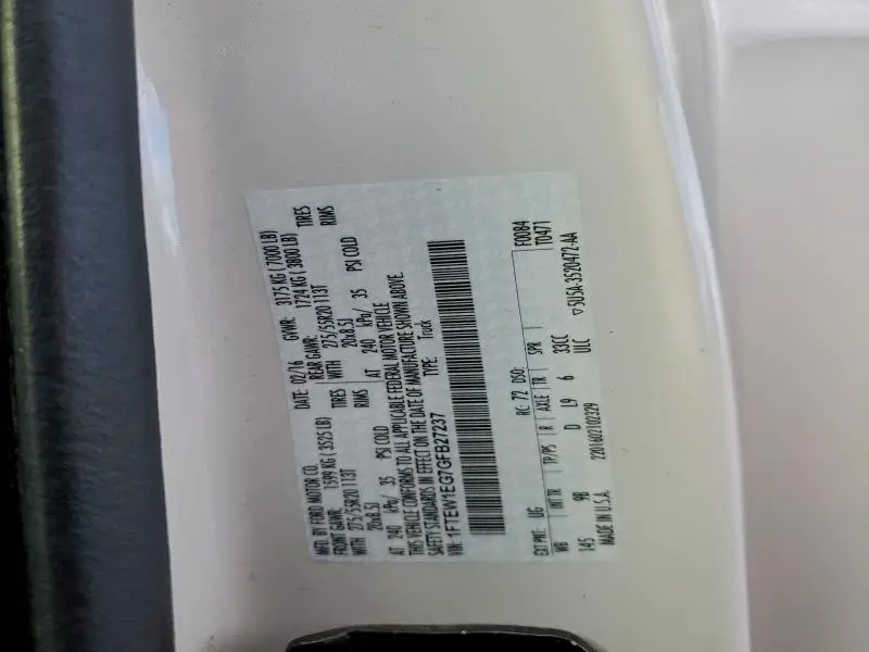 2016 FORD F150 SUPERCREW  