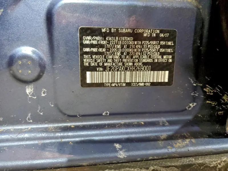 2017 SUBARU CROSSTREK LIMITED  