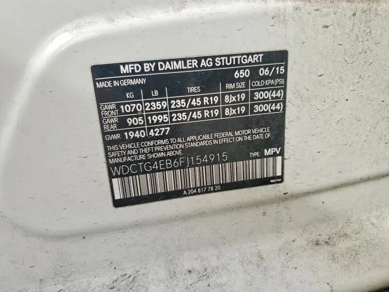 2015 MERCEDES-BENZ GLA 250  