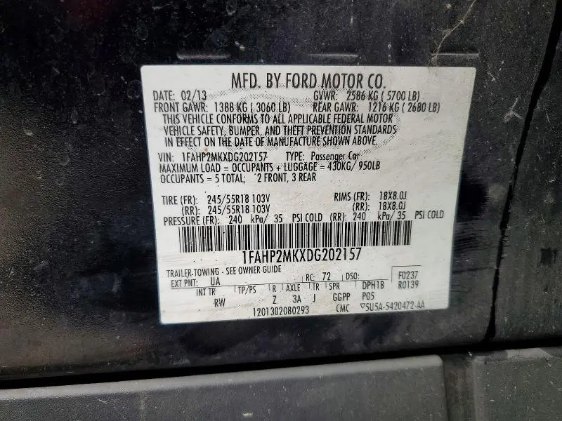 2013 FORD TAURUS POLICE INTERCEPTOR  