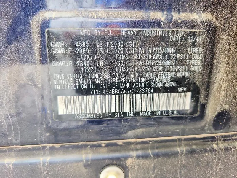 2012 SUBARU OUTBACK 2.5I  