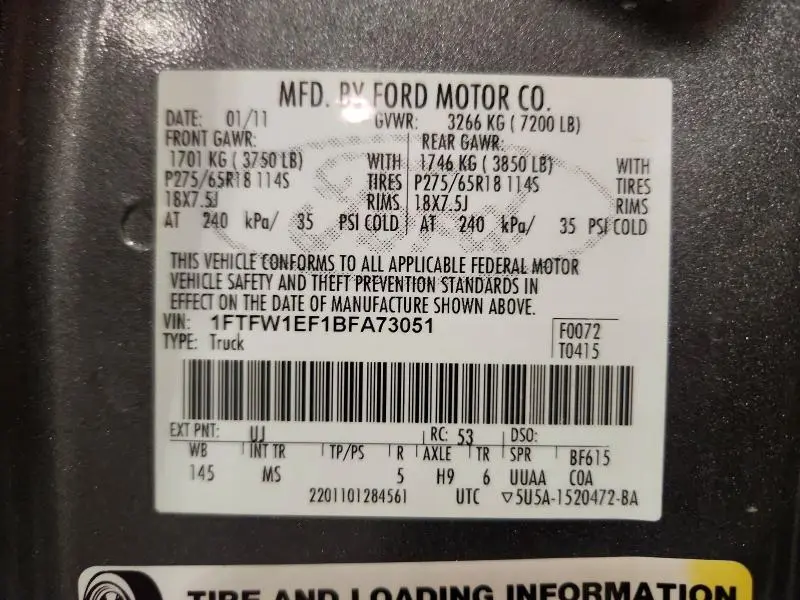 2011 FORD F150 SUPERCREW  