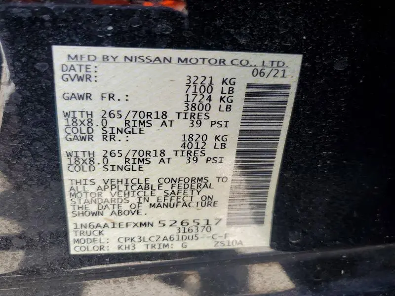 2021 NISSAN TITAN SV  