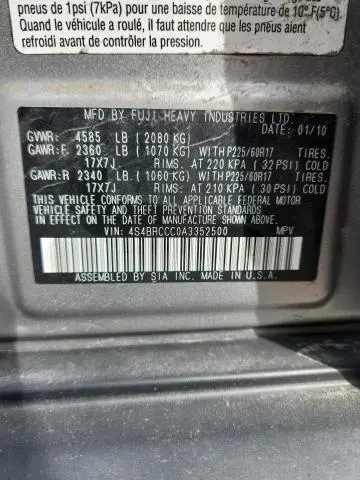 2010 SUBARU OUTBACK 2.5I PREMIUM  