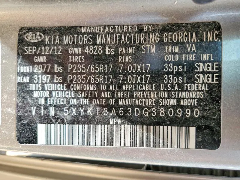 2013 KIA SORENTO LX  